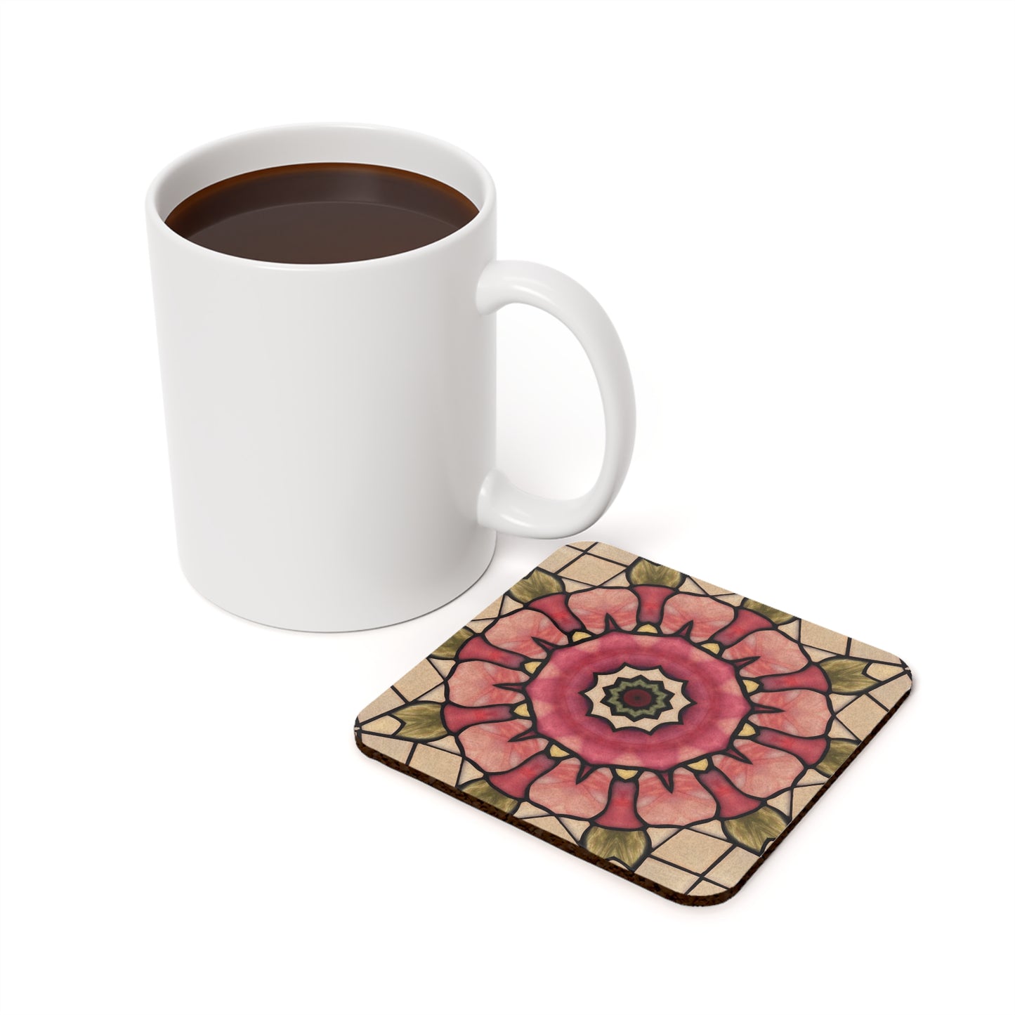 Flower Cork Back Coaster GP25 - 0001