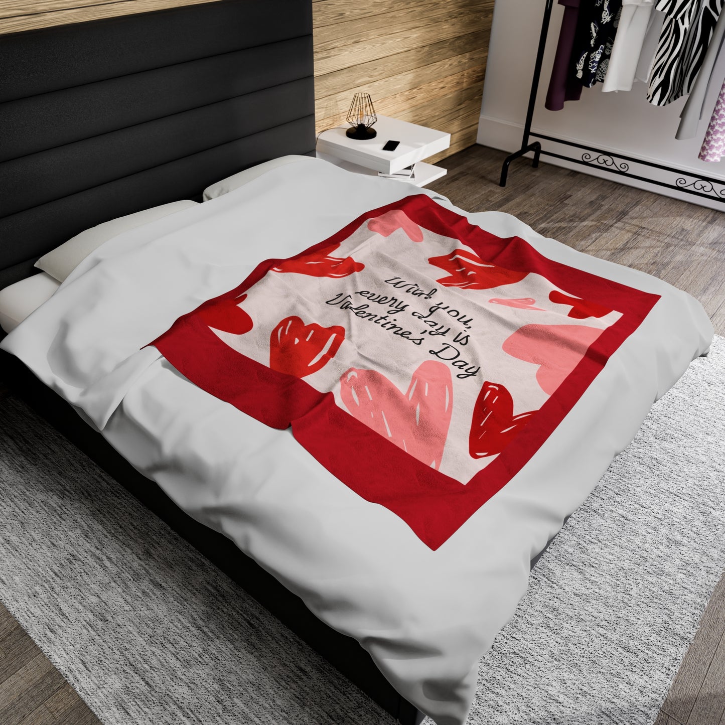 Every Day is Valentine's Day Velveteen Plush Blanket VD25 - 0012