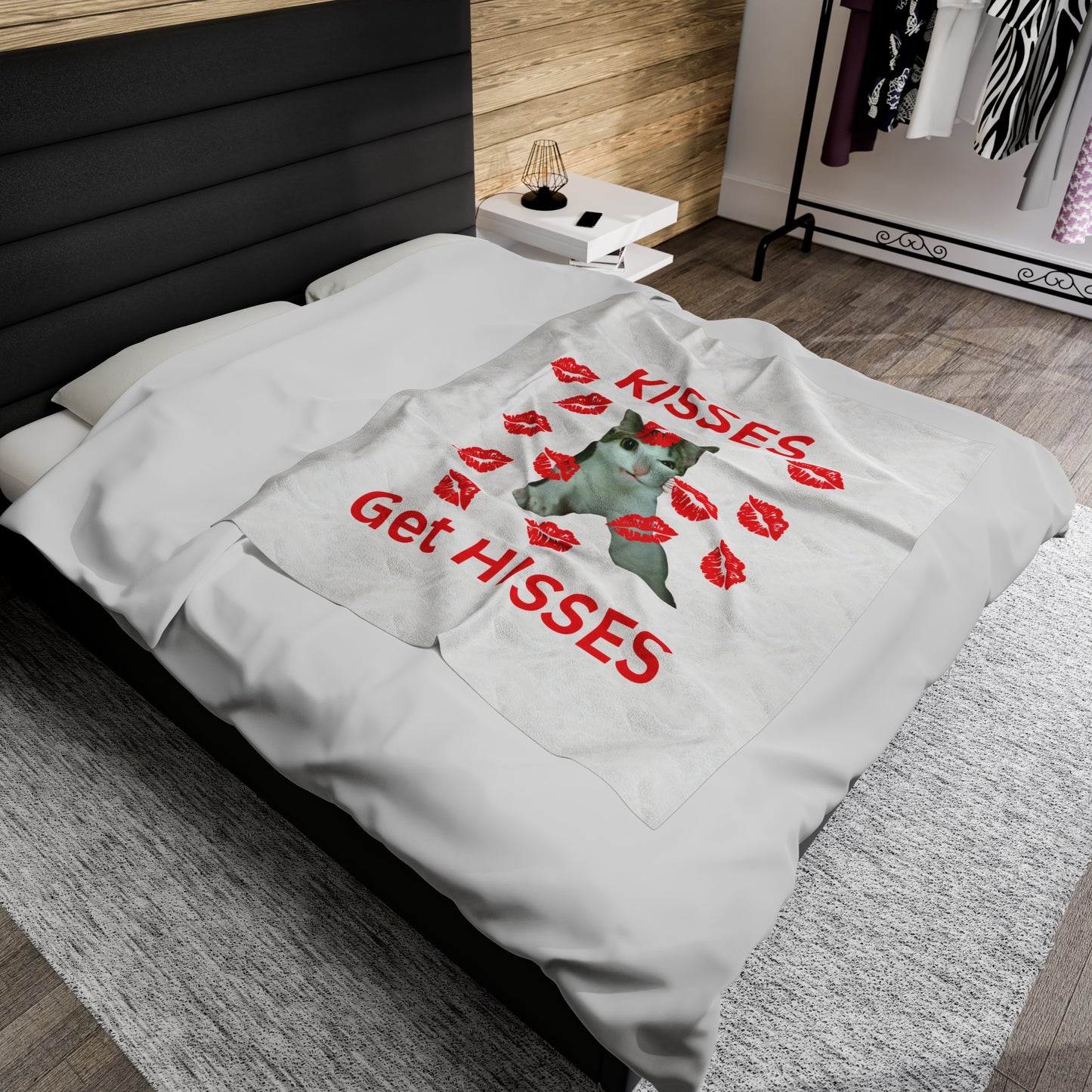 Kisses Get Hisses Plush Blanket VD25 - 0018